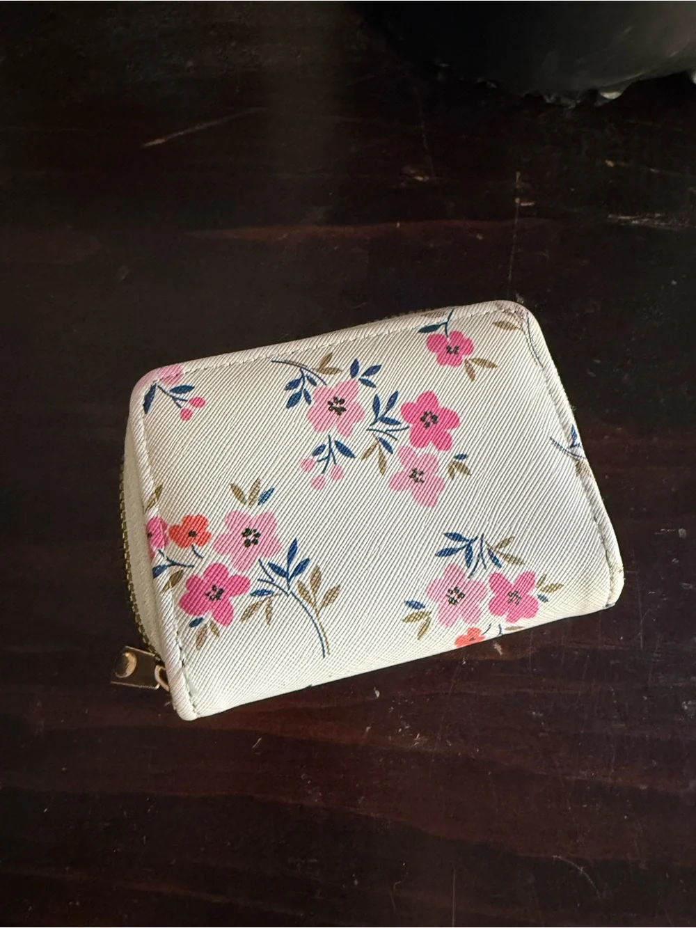 Floral Zip Card Wallet - Pink Flower Print
